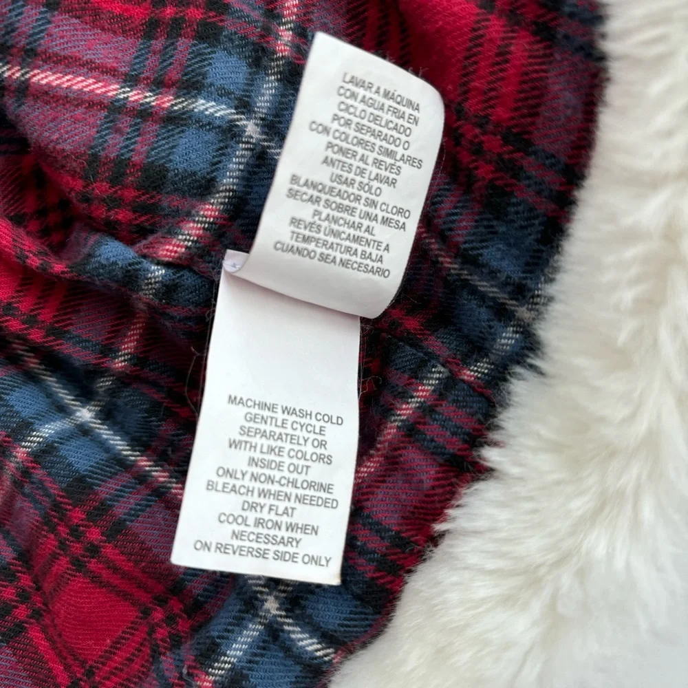 Children’s Place Girls Red Plaid Knit Cropped Jacket Faux Fur Hooded Coat 4T XS